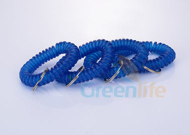 Genişleyen Mavi Plastik Bilek Bobin Spiral Anahtar Tutucu Nikel Kaplama Bölünmüş Yüzük