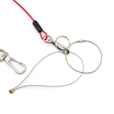 Açık Kırmızı Kablo Kablo Kablo Bobini Lanyard Kemeri Şeffaf Kırmızı Loop / Swivels ile