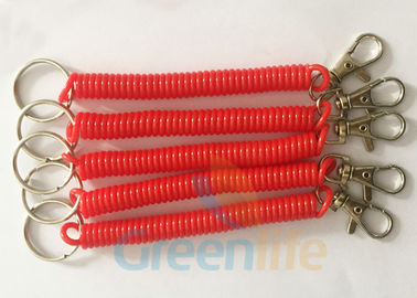 Kırmızı Anahtar Spiral Bobin Anahtar Zincirleri Güvenlik Ürünü Çevre Dostu Güçlü PU Malzeme
